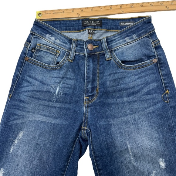 Judy Blue Relaxed Fit Distressed Blue Jeans - Picture 14 of 14